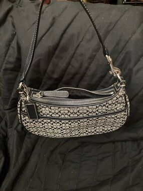 Classic Monogram Crescent Shoulder Bag in Gray